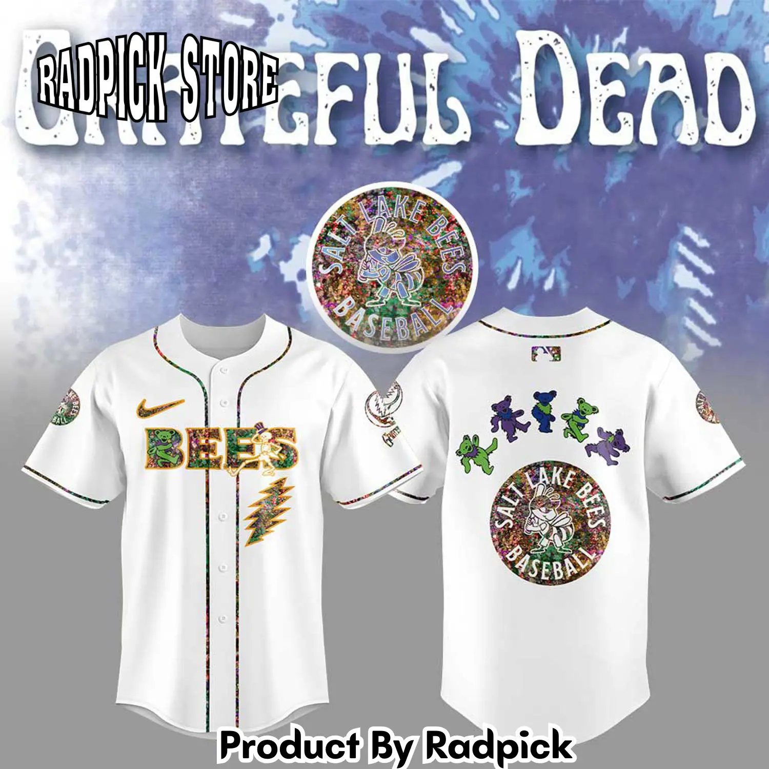 Radpick salt lake bees grateful dead night baseball jersey rp127190